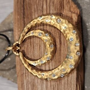 Sterling Silver And CZ Pendant Plated In Goldtone NWOT